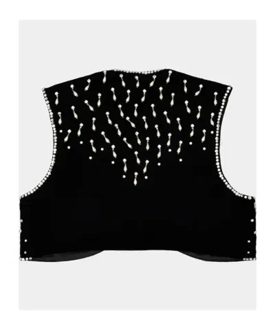 Roger Vivier Beaded Short Vest In Black