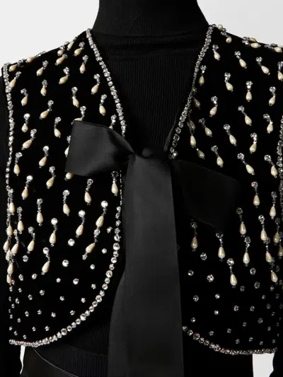 Roger Vivier Beaded Short Vest In Black