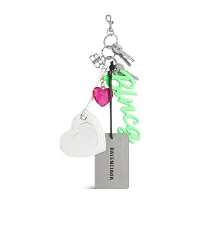 Balenciaga Aki Color Keychain In Gray