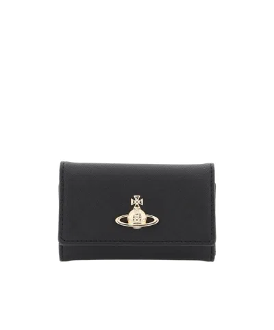 Vivienne Westwood Orb-plaque Keychain Holder In Black
