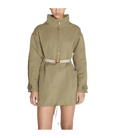 Prada Drawstring-hem Parka In Military Green