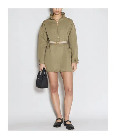 Prada Drawstring-hem Parka In Military Green