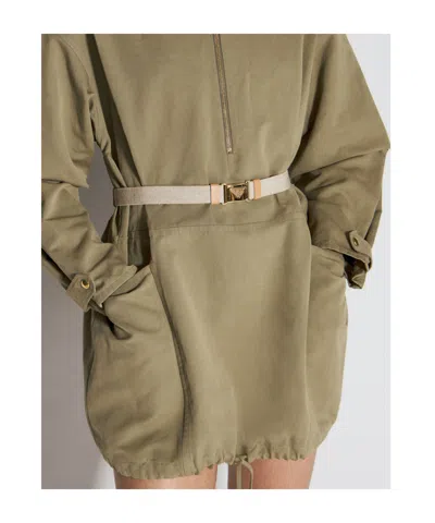 Prada Drawstring-hem Parka In Military Green