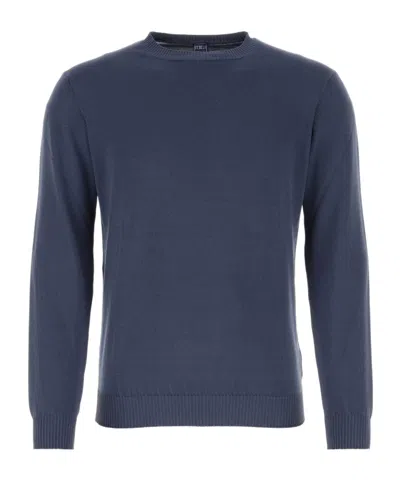 Fedeli Crew-neck Sweater In Superfine Virgin Wool In Blue
