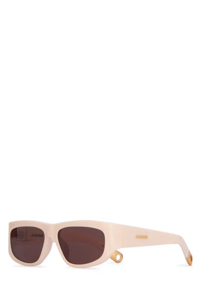Jacquemus Rectangular Frame Sunglasses Dark Lenses In Red