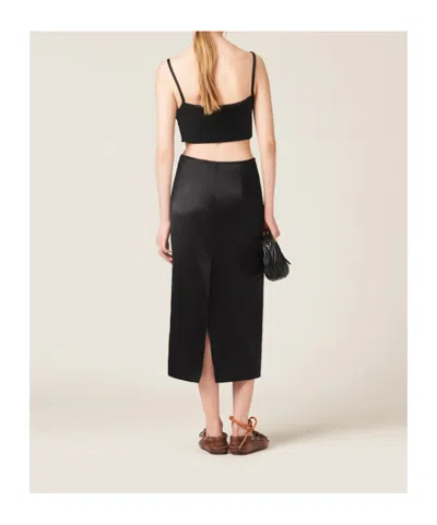 Miu Miu High-waist Midi Silk Skirt In Black