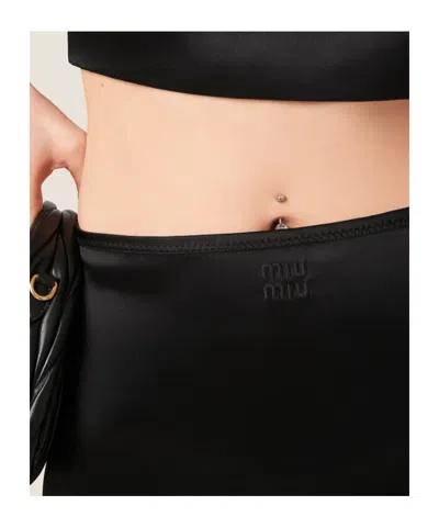 Miu Miu High-waist Midi Silk Skirt In Black