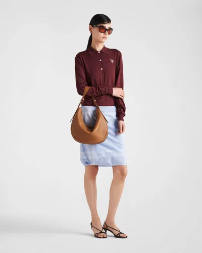 Prada Checked Cotton Mini Skirt In Light Blue