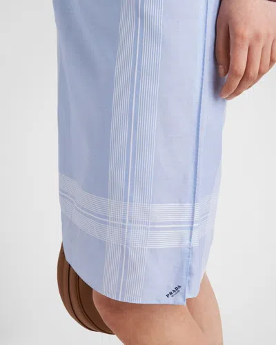 Prada Checked Cotton Mini Skirt In Light Blue