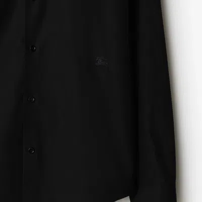 Burberry Tailored Shirt With Curved Hem And Point Collar In Black