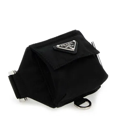 Prada Adjustable Strap Nylon Cuff Keyring In Black