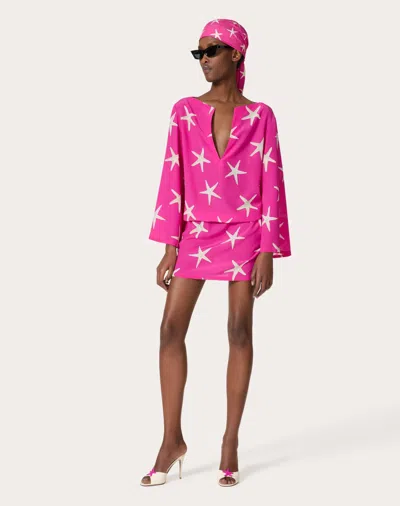 Valentino Starfish Print Mini Dress In Multicolor