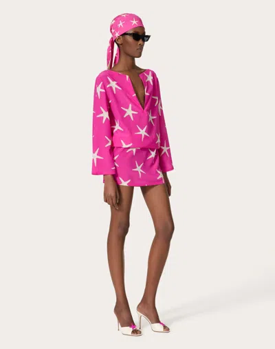 Valentino Starfish Print Mini Dress In Multicolor