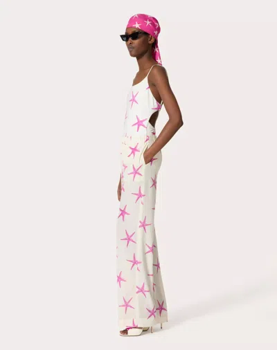 Valentino Starfish Printed Swimsuit In Ivory Pink