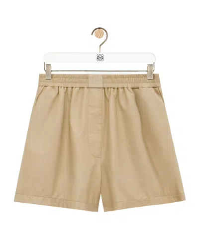 Loewe Shorts In Pelle Sabbia Donna In Brown