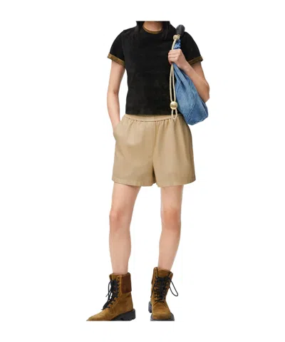 Loewe Shorts In Pelle Sabbia Donna In Brown