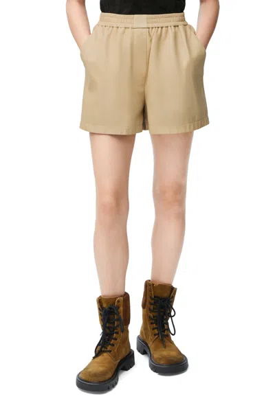 Loewe Shorts In Pelle Sabbia Donna In Brown