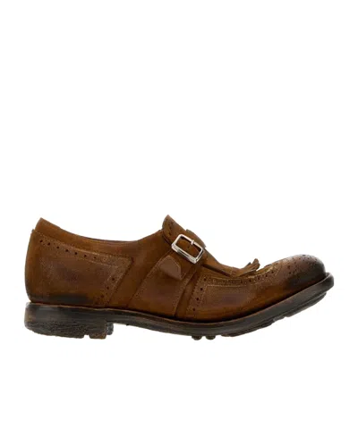 Church's Suede Monk Strap Shoes With Buckle Detail In Brown
