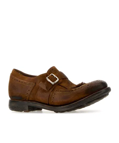 Church's Suede Monk Strap Shoes With Buckle Detail In Brown
