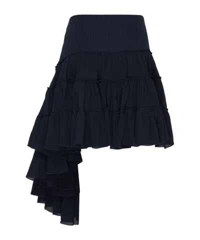 Loewe Midnight Blue Silk Mini Skirt In Black