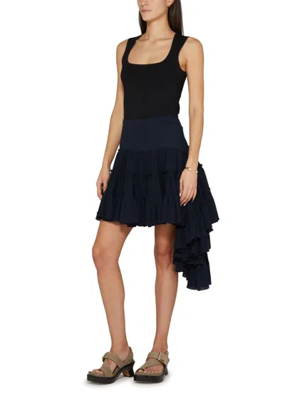 Loewe Midnight Blue Silk Mini Skirt In Black