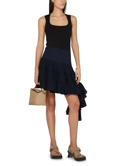 Loewe Midnight Blue Silk Mini Skirt In Black