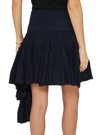 Loewe Midnight Blue Silk Mini Skirt In Black