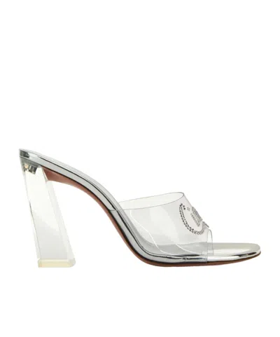 Amina Muaddi Transparent Pvc Bella Mules In White