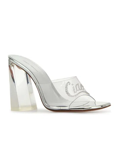 Amina Muaddi Transparent Pvc Bella Mules In White
