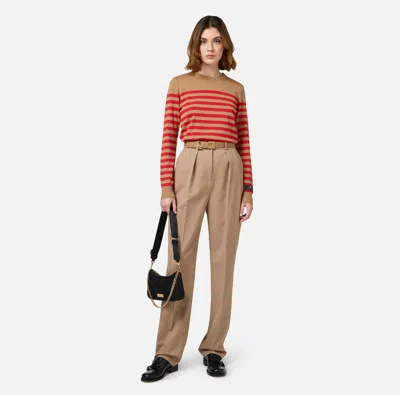 Elisabetta Franchi Trousers Featuring Back Pockets And Belt Loops In Brown