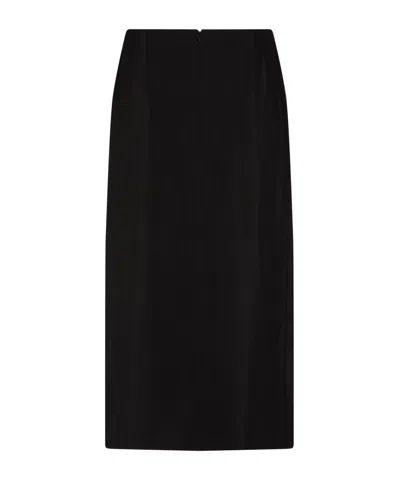 Chloé Soft Twill Midi Skirt With Scalloped Trim In Black