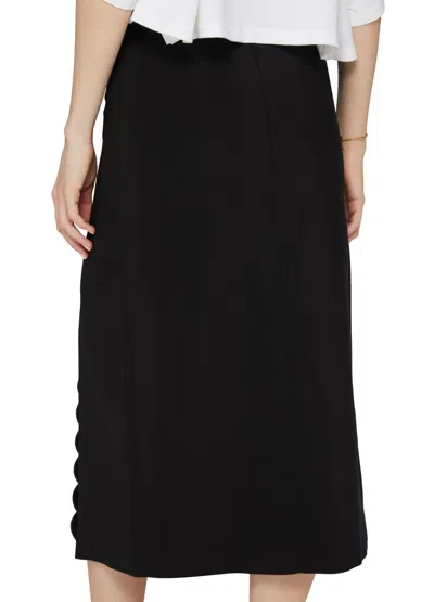 Chloé Soft Twill Midi Skirt With Scalloped Trim In Black