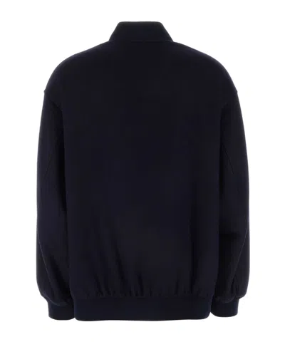 Miu Miu Velour Bomber Jacket Front Pockets In Navy Blue
