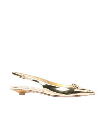 Valentino Garavani 25mm Vlogo Slingback Pumps In Gold