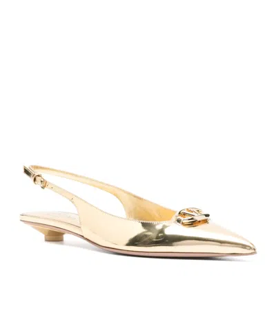 Valentino Garavani 25mm Vlogo Slingback Pumps In Gold