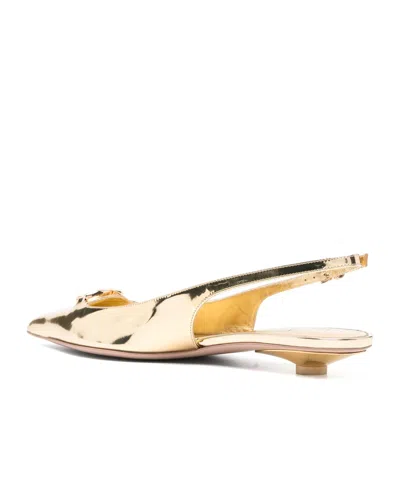 Valentino Garavani 25mm Vlogo Slingback Pumps In Gold