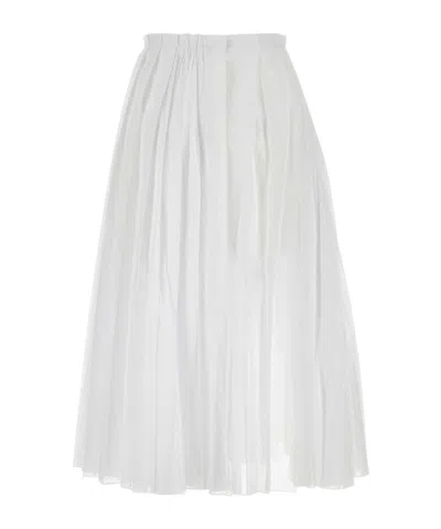 Jil Sander White Organdy Skirt In White