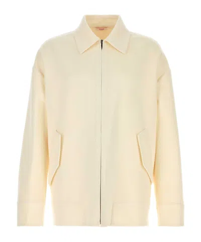 Valentino Garavani Men Ivory Wool Blend Shirt In White