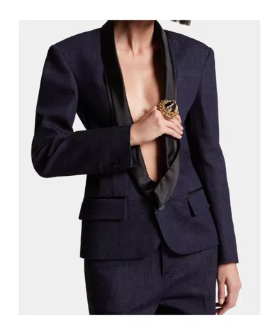 Dsquared2 Shawl-lapels Single-breasted Blazer In Navy