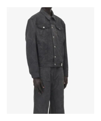 Alexander Mcqueen Single-breasted Denim Coat In Charcoal-grey