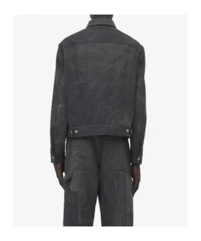 Alexander Mcqueen Single-breasted Denim Coat In Charcoal-grey