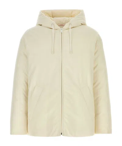 Valentino Garavani Ivory Wool Blend Padded Jacket In Yellow