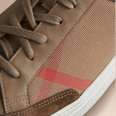 Shop Burberry House Check Trainers In House Check/olive