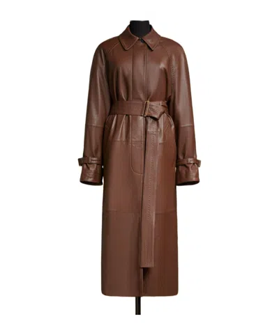 Max Mara Extra-large A-word Napa Leather Windbreaker In Tobacco Color