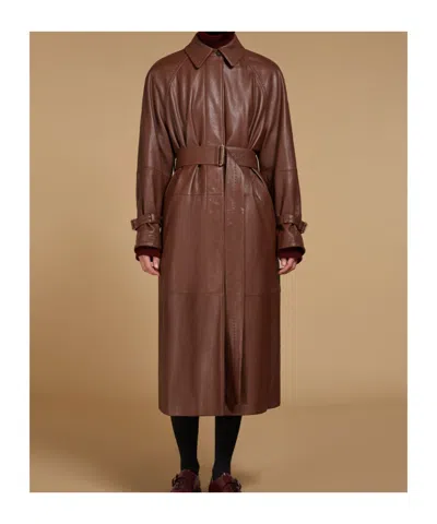 Max Mara Extra-large A-word Napa Leather Windbreaker In Tobacco Color