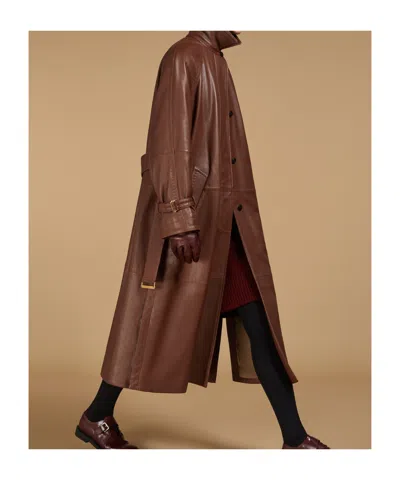 Max Mara Extra-large A-word Napa Leather Windbreaker In Tobacco Color