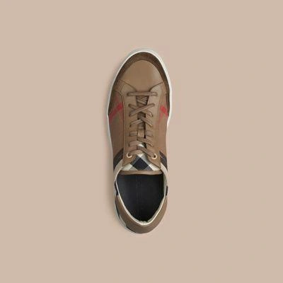 Shop Burberry House Check Trainers In House Check/olive