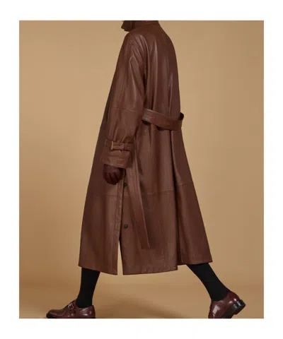 Max Mara Extra-large A-word Napa Leather Windbreaker In Tobacco Color