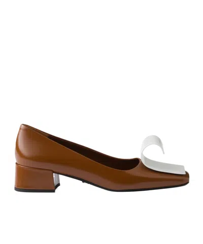 Prada Two-tone Leather Pumps In Brown