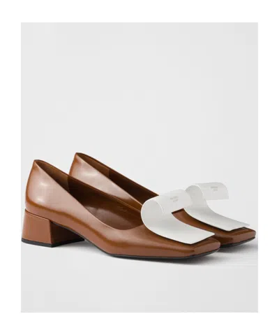 Prada Two-tone Leather Pumps In Brown